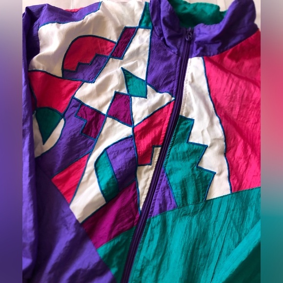 80s Colourful Geometric Windbreaker Jacket - Picture 4 of 13